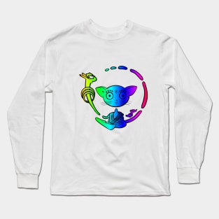 Rainbow Buddhist cat awakening Long Sleeve T-Shirt